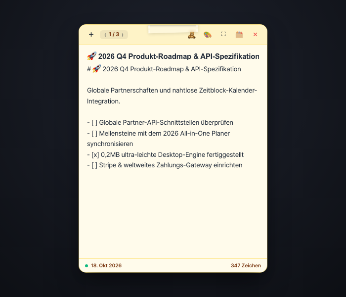 3D-Haftnotiz-Widget mit taktilem Neigungseffekt